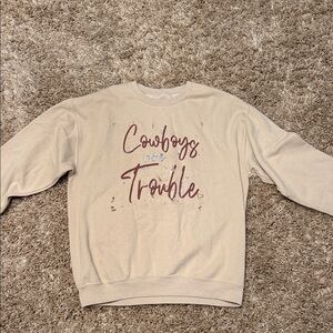 Cowboys Trouble Beige Crew Neck Sweater